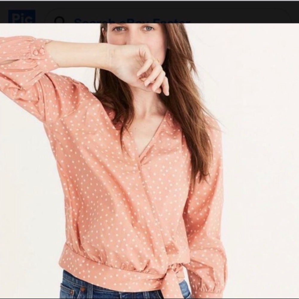 Madewell Star Scattered Wrap Blouse in Coral